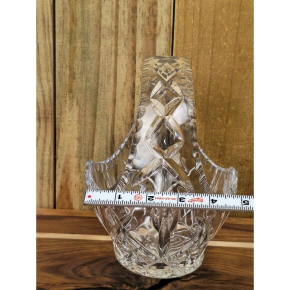 Vintage Polonia Lead Crystal Basket Vase Made In Poland - Picture 8 of 9
